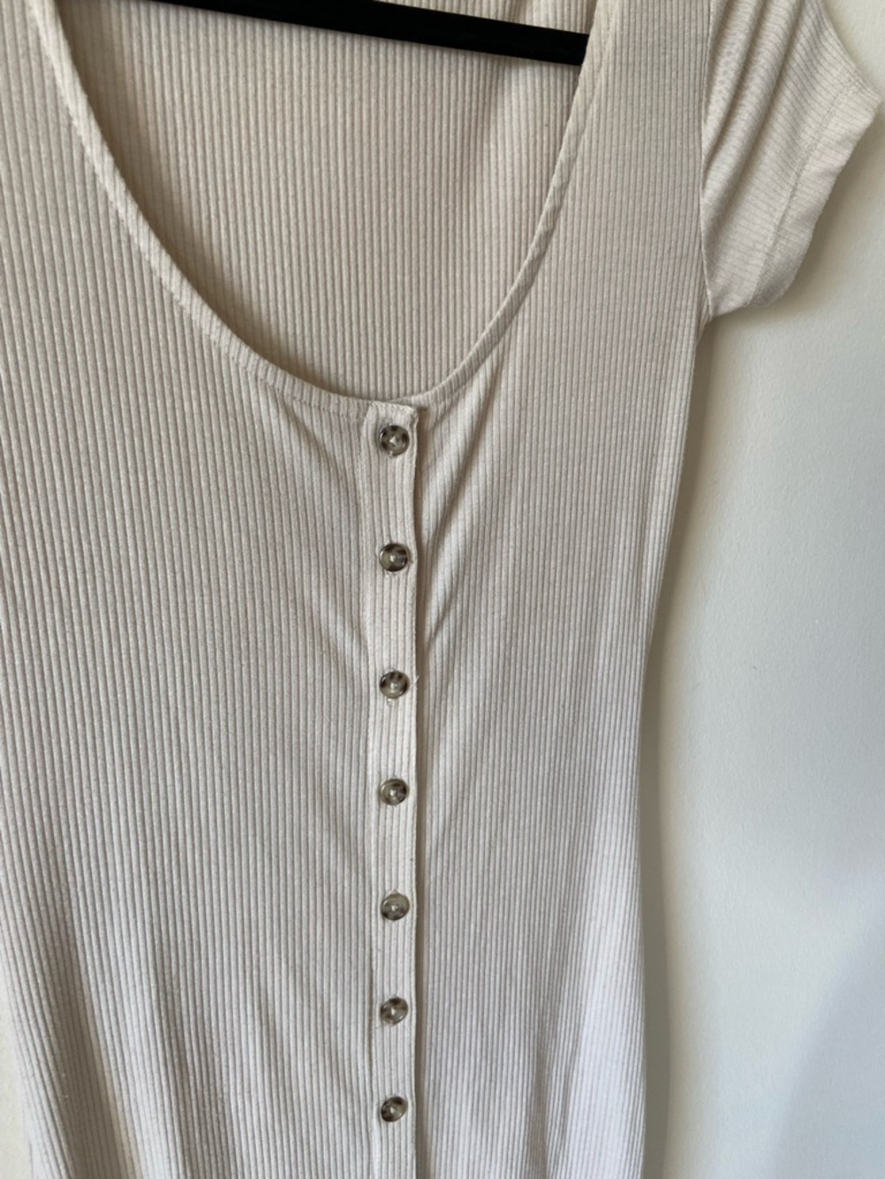 Forever 21 Cream Ribbed Button-Front Midi Dress - Picture 4 of 6